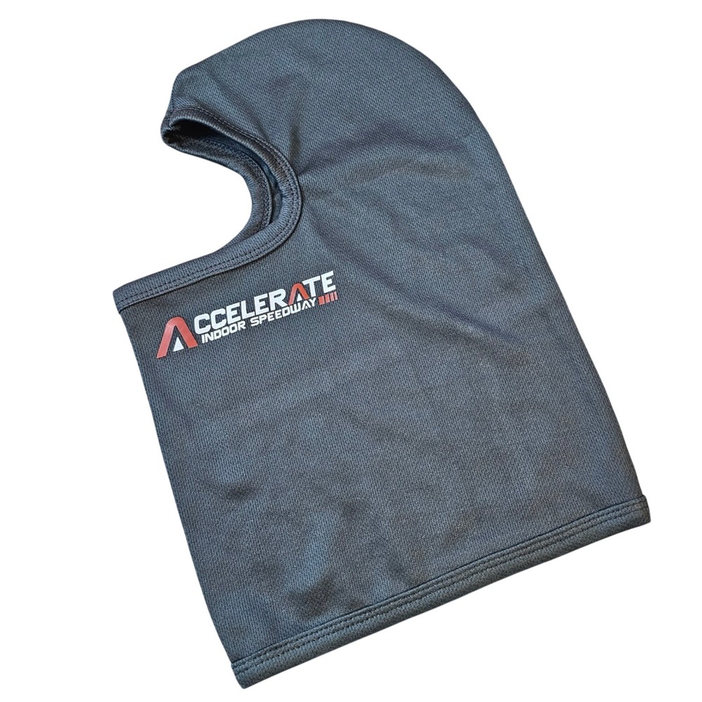 Accelerate Indoor Speedway Balaclava Face Mask Black Neck Warmer Helmet